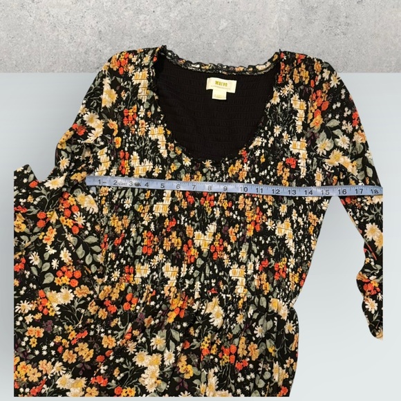 Anthropologie Maeve Omya Smocked Maxi Dress in Black & Orange Floral Print XS - Picture 12 of 12